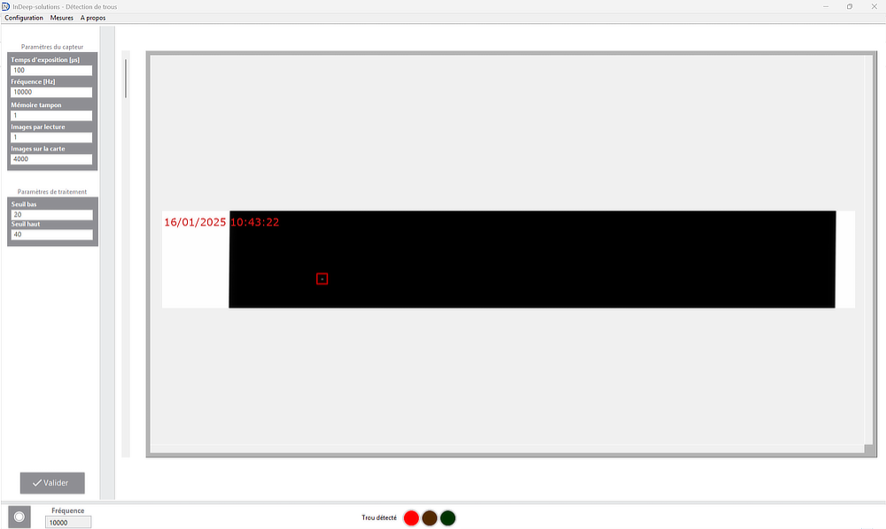 user interface where defects are highlighted with a red rectangle for operator to check